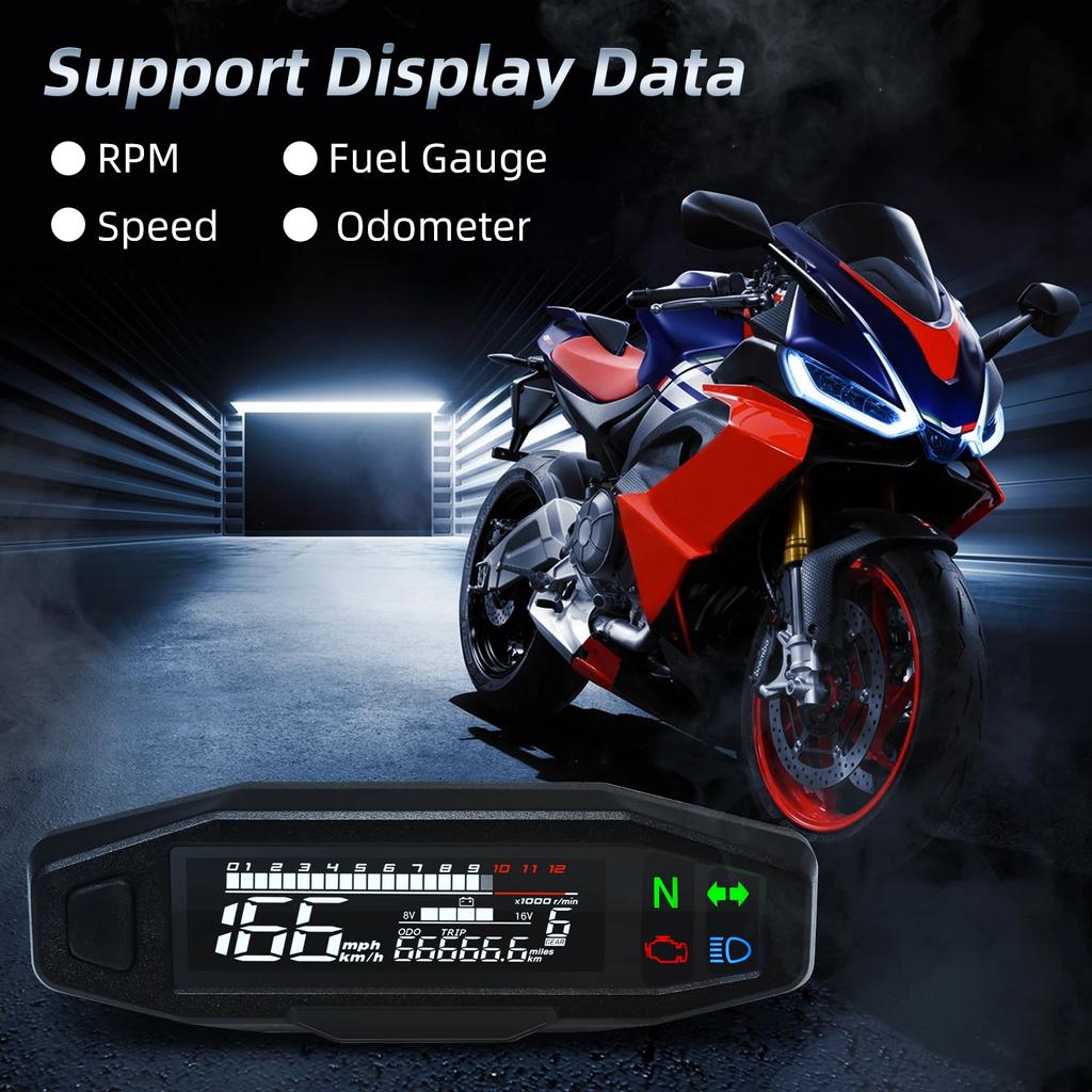 Universal Digital Meters Instrument New Motorcycle Speedometer Oil Gauge Tachometer Cluster Turn Signal Light Indicator