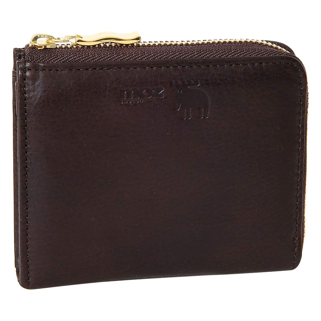 

86071 zipper short wallet with coin purse Swedish elk moose cowhide chocolate [Mozu] L-shaped women s