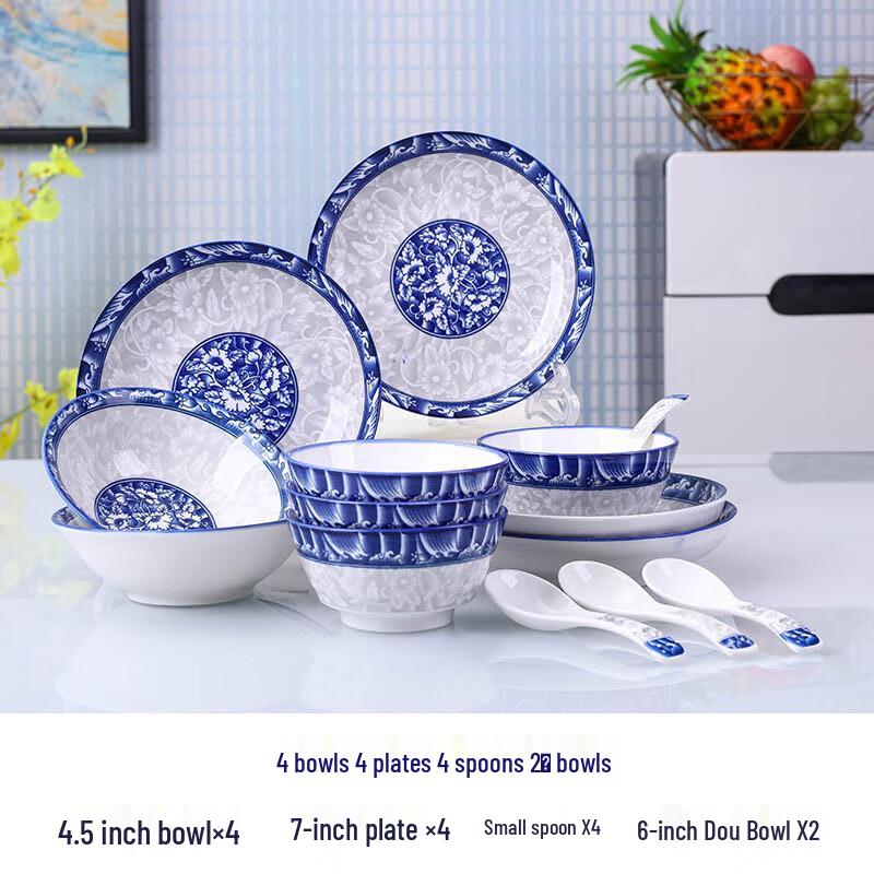 Danshi Zhiyuan Blau-Weiß Porzellan Geschirrset