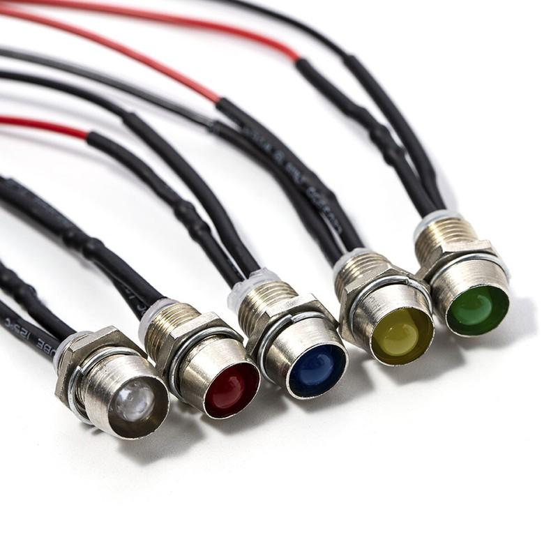 10PCS Car LED Indicator Lights Pilot Dashboard Super Bright Lamp Truck Boat 8mm DC 12V Driving Beam Bulb Exterior Parts