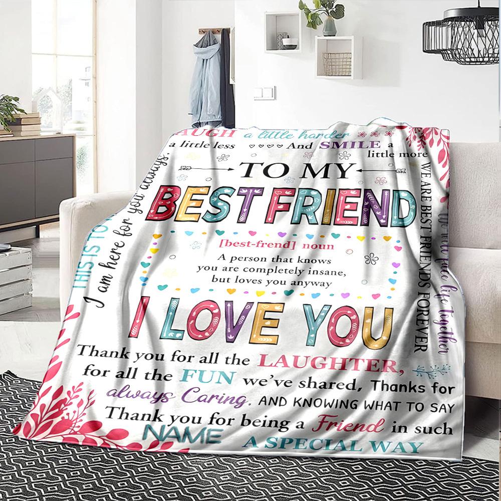 Best Friend Love And Friendship Cozy Customizable Blanket Customize Text Ultrasoft Suitable For Sofa Couch Office Bed Picnics Four Seasons