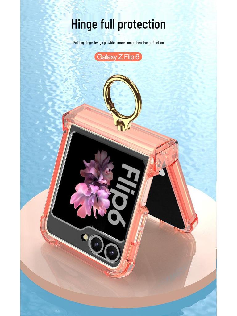 Samsung Z Flip6 Protective Case with Hinge Ring Holder, Full Coverage, Anti-fall. Suitable for Men & Women.