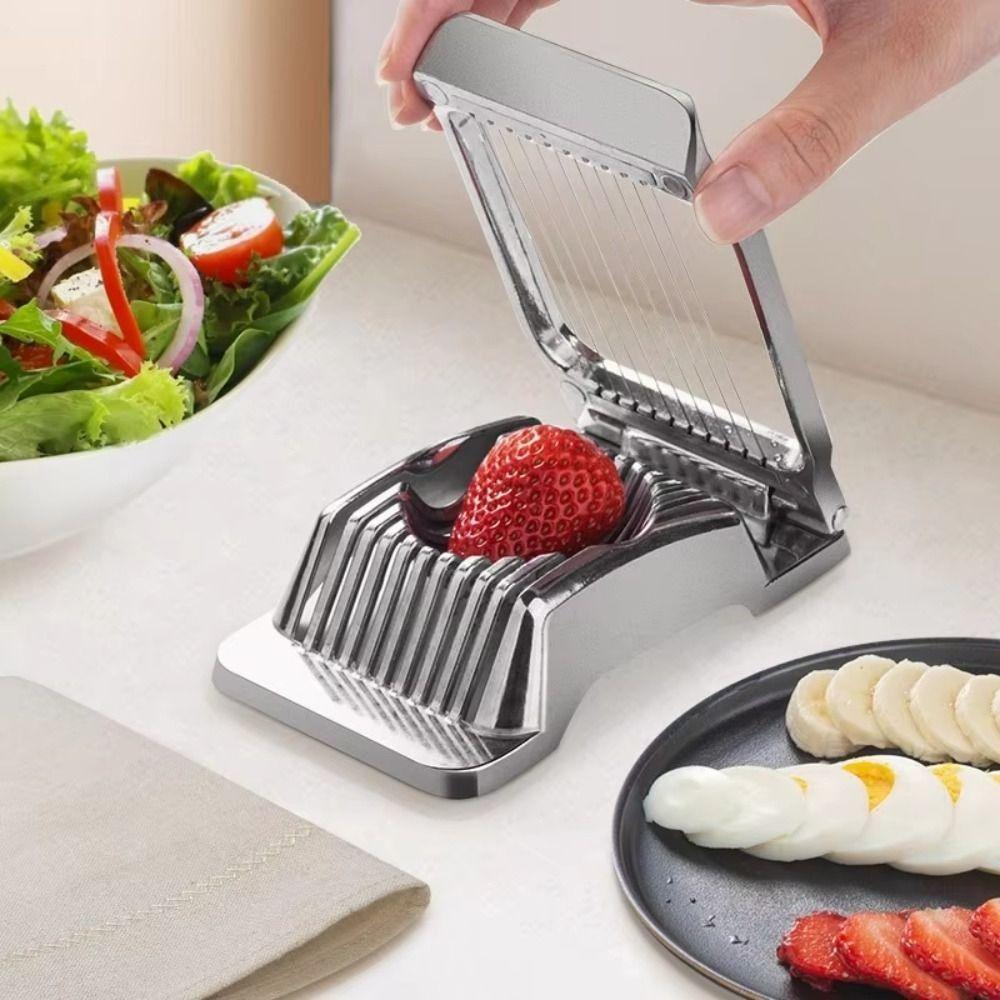 Heavy Duty Strawberry Slicer with Stainless Steel Wire Egg Cutter Convenient Egg Slicer  Tomato