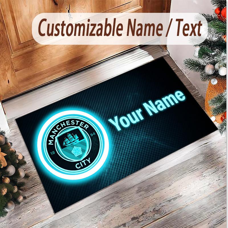 Personalized Crystal Velvet Carpet Manchester City Pattern Non Slip Floor Rug