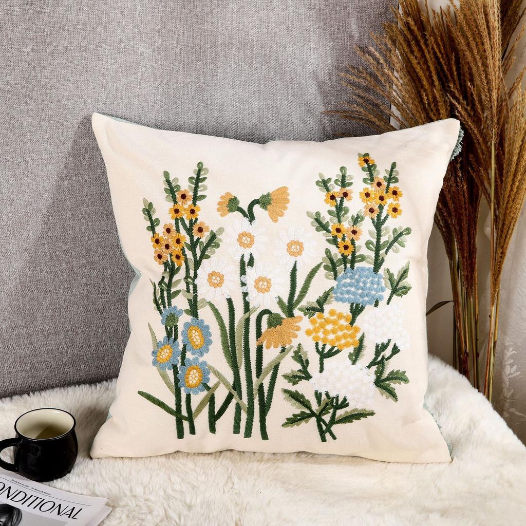 Nordic Moroccan Tassel Tufted Pillow Light Luxury Famous Style Embroidered Back Cushion Pillow Cover Happy Word Cushion