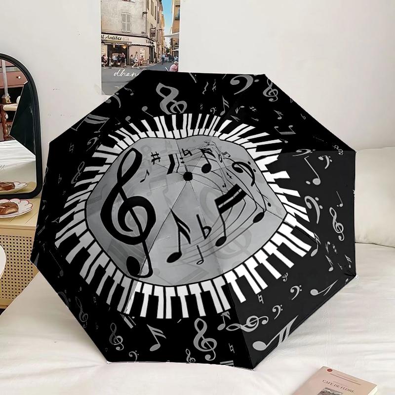 Music Notes Piano Keys Umbrella 8-Frame for Travel, camping, Casual Lightweight Portable Umbrella, Essential for every family Holidays Gift