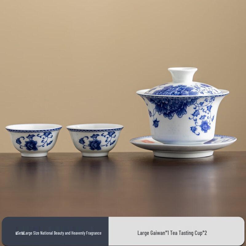 Blue and White Porcelain Gaiwan Tea Bowl
