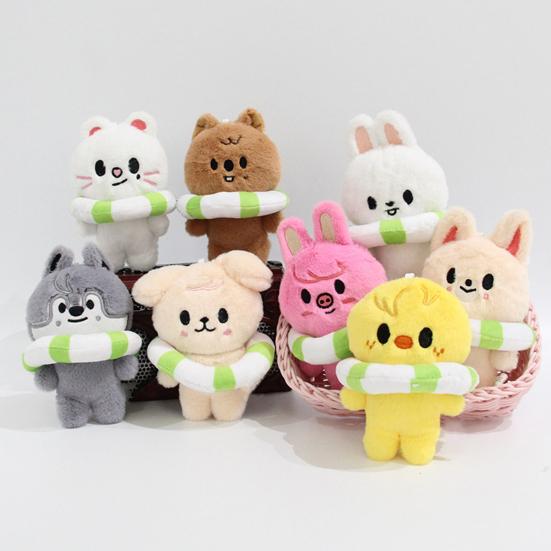 Keychain Plush Pendant Anime Stuffed Figure Wearing Swim Ring Throw Pillows Keychain Pendant Room
