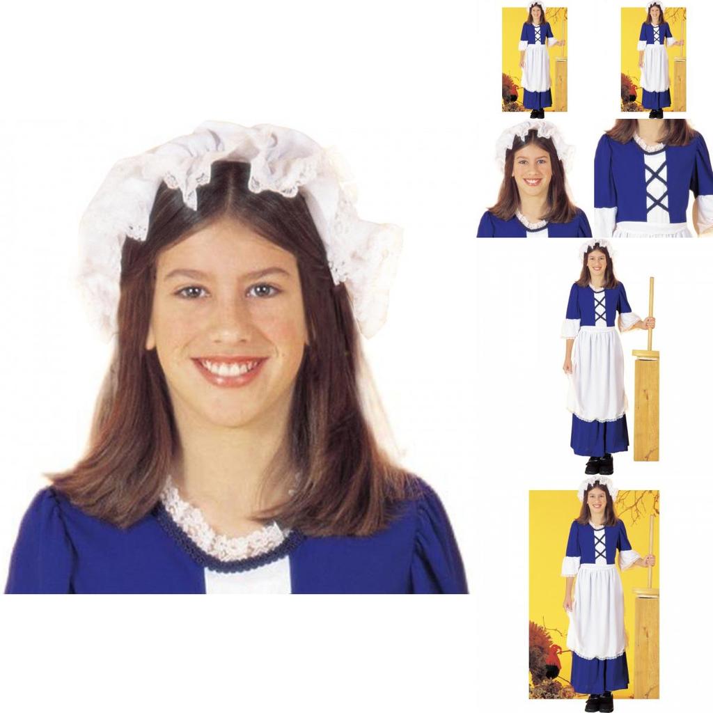 Adorable Polyester Colonial Girl Outfit With Apron And Hat Ideal For Cosplay Events