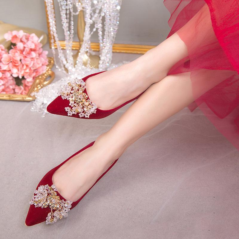Wedding Shoes Bridal Shoes Red Stilettos Spring Girl 2025 New Models Are Not Tired Toasting Chinese Xiuhe Wedding Shoes