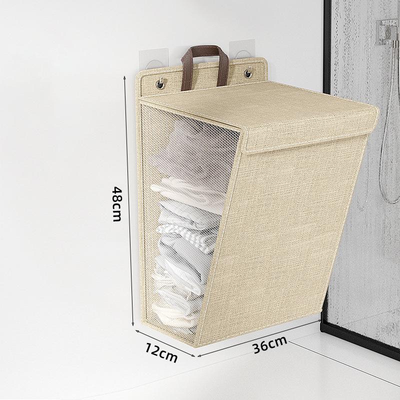 Foldable Laundry Hamper Space-saving Wall Mounted Dirty Clothes Organizer with Handles Multi-purpose Storage Bag for Household