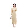 Yellow velvet thickened winter clothing national style new Chinese long-sleeved cheongsam 1011 new young women's retro autumn and winter