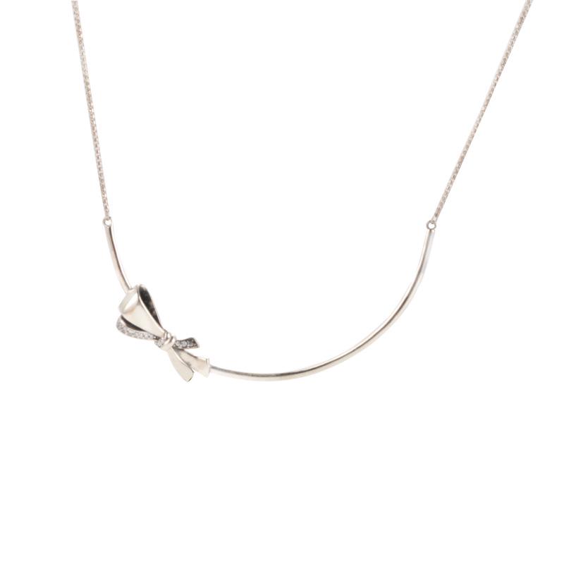Pan Jia S925 Sterling Silver European  American Style Bow Necklace: Simple, Versatile  Gorgeous.