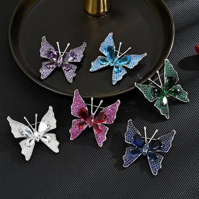 Light Luxury High-End Color Zircon Butterfly Brooch Exquisite Small And Versatile Cute Pin Trendy Clothing Accessories