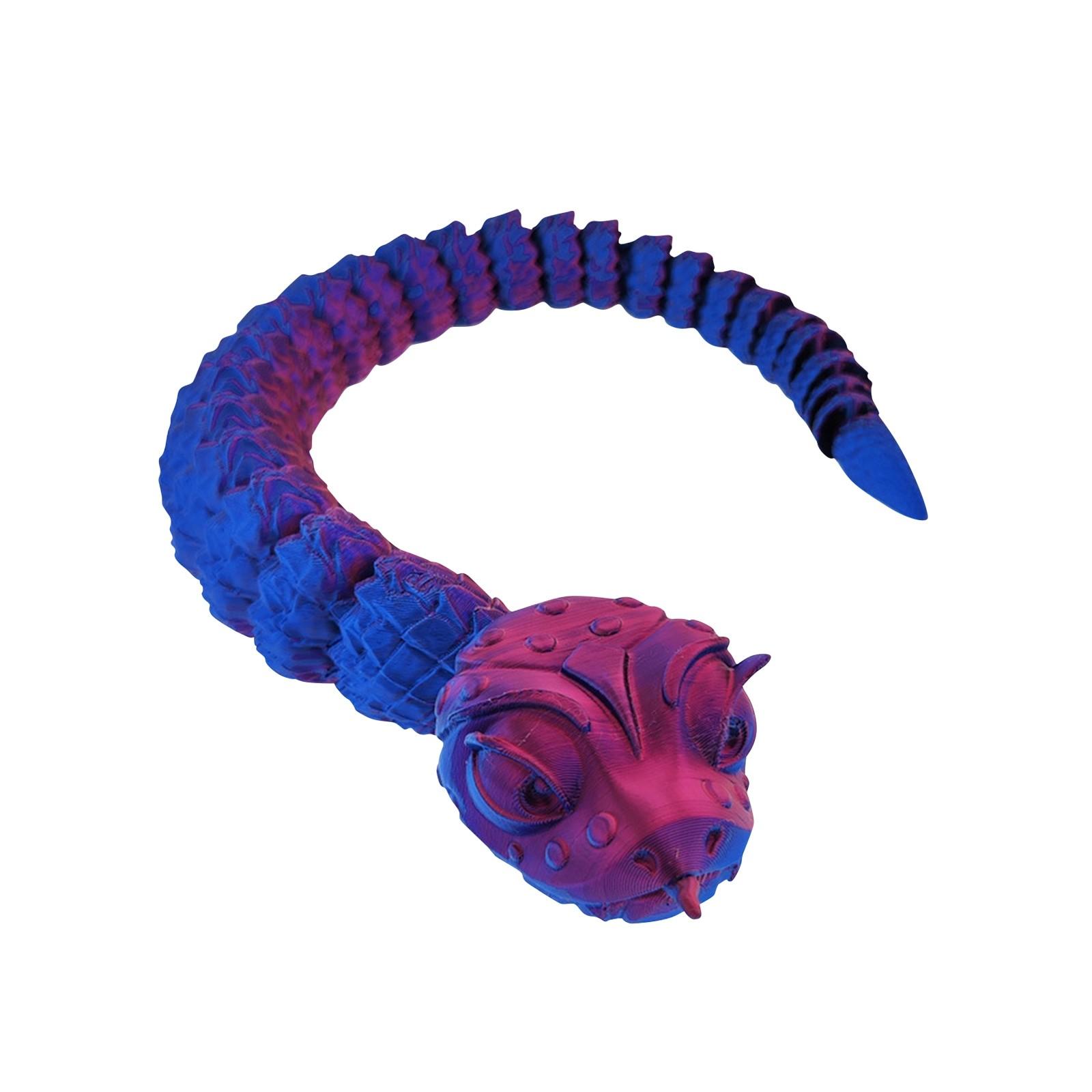 

3D-печатная змея с большими глазами, симпатичная подвижная игрушка-украшение One Size синий