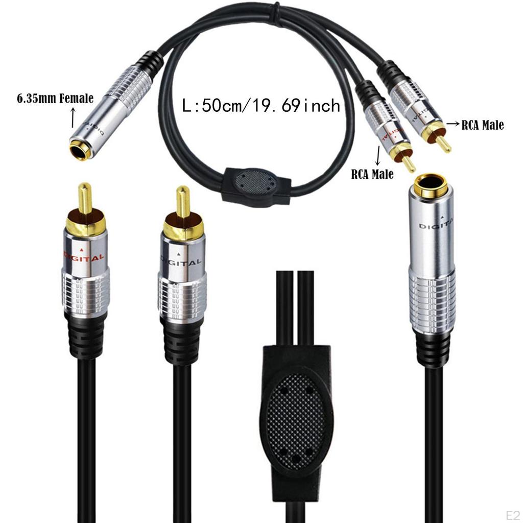 Audio Speaker Y Adapter Splitter Cable Jack to RCA Metal Shell Black