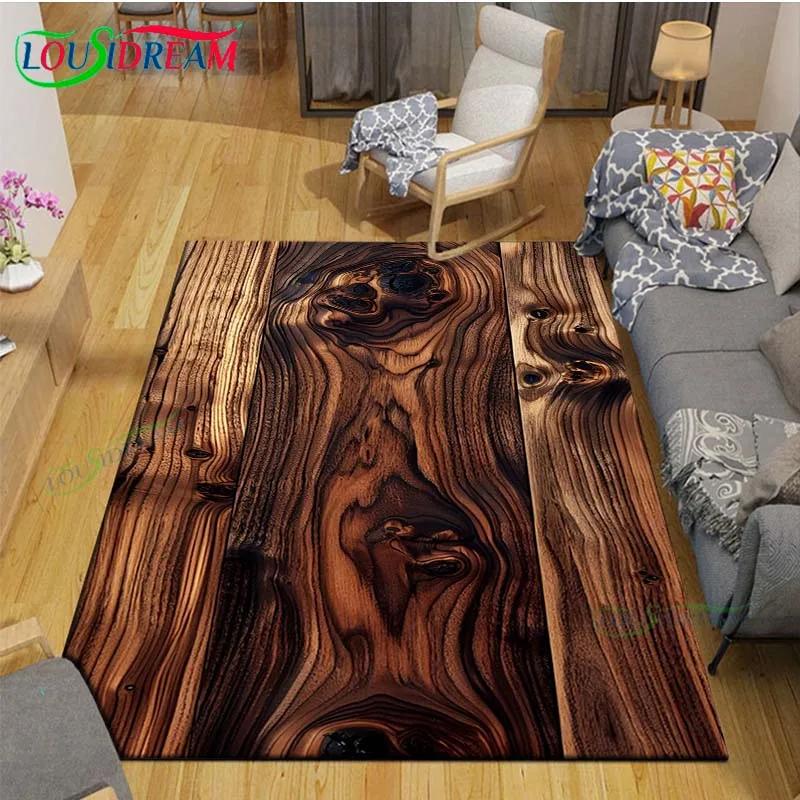 Classical Wood Grain Decor Carpet for Outdoor Balcony Garden Coffee Table Bedroom Area Rugs Kitchen Un-slip Floor Mat Alfombra