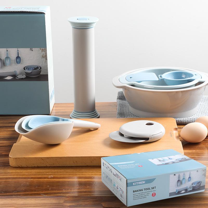 

Бытовой кухонный набор гаджетов сито для выпечки муки полипропиленовая пищевая ложка съемный нож для пиццы регулируемая скалка
