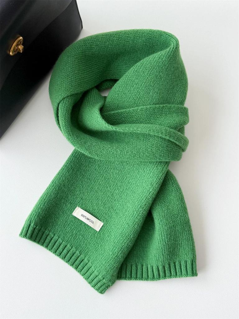 Autumn and winter new Australian 111 pure scarf women's solid color versatile warm knitted scarf light luxury high sense