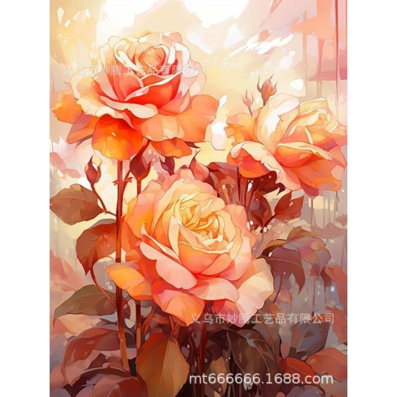 Diamond Painting DIY Flower Series Full Diamond Round Diamond Point Diamond Painting Masonry Painting Hand Point Diamond Painting 20X30CM