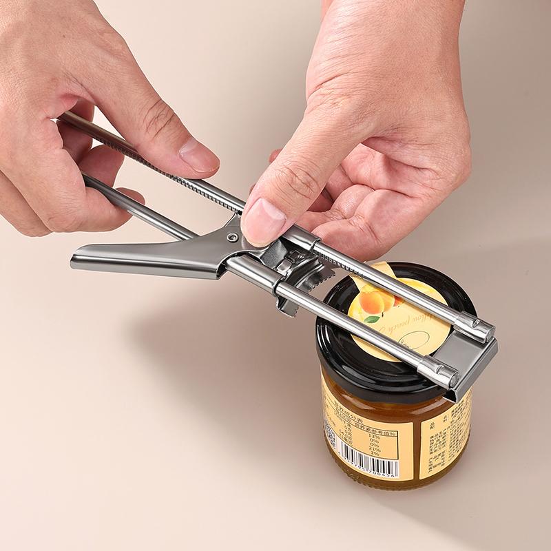 Non-slip Stainless Steel Can and Bottle Opener, Adjustable Handheld Can Opener for Easy Use