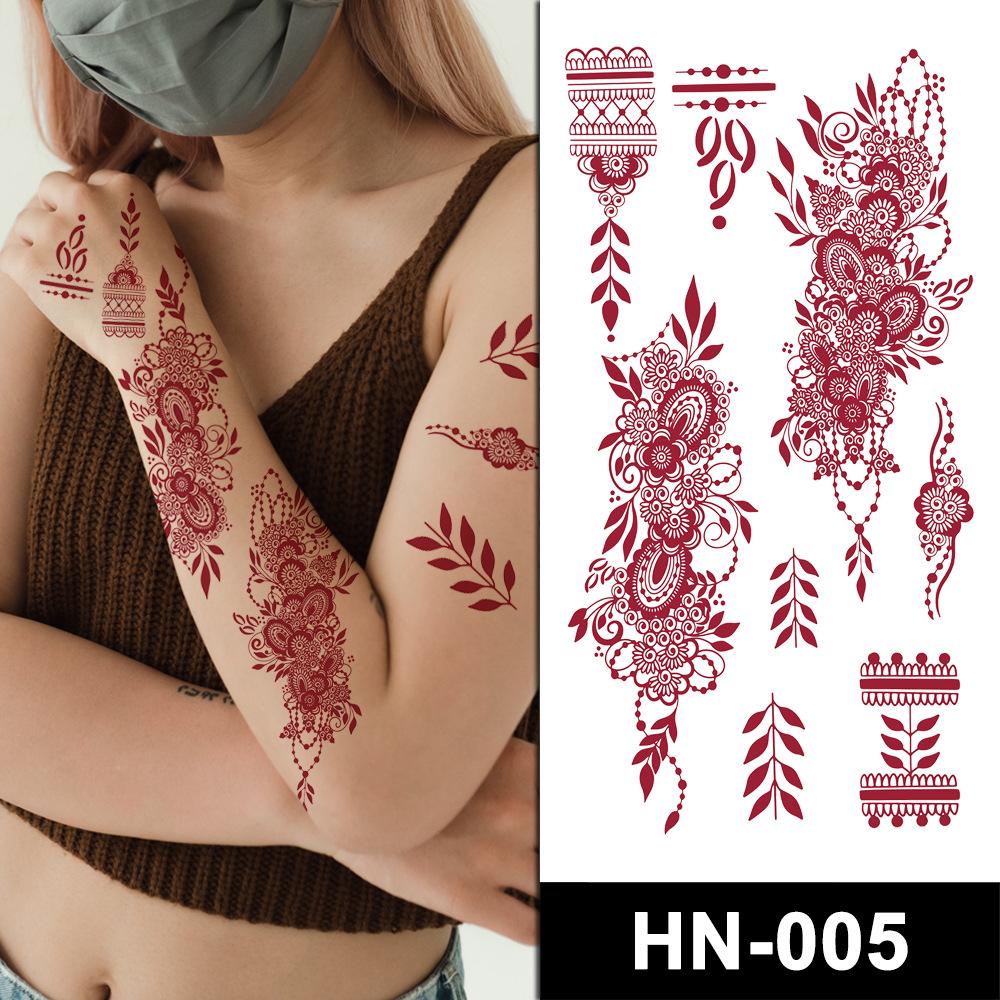 

HN Ханна Красное Кружево Временная Тату Наклейка - Переводная Водой Дизайн Хной 114x210mm