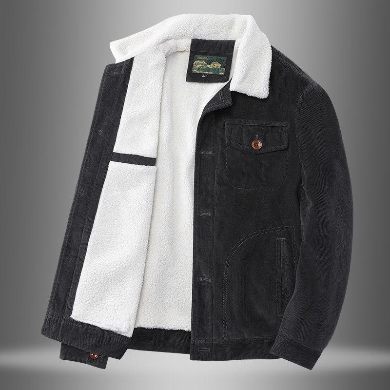 Corduroy Jacket Men's Autumn and Winter New Versatile Velvet Thickened Jacket Men's Business Casual Handsome Cotton-padded Clothes