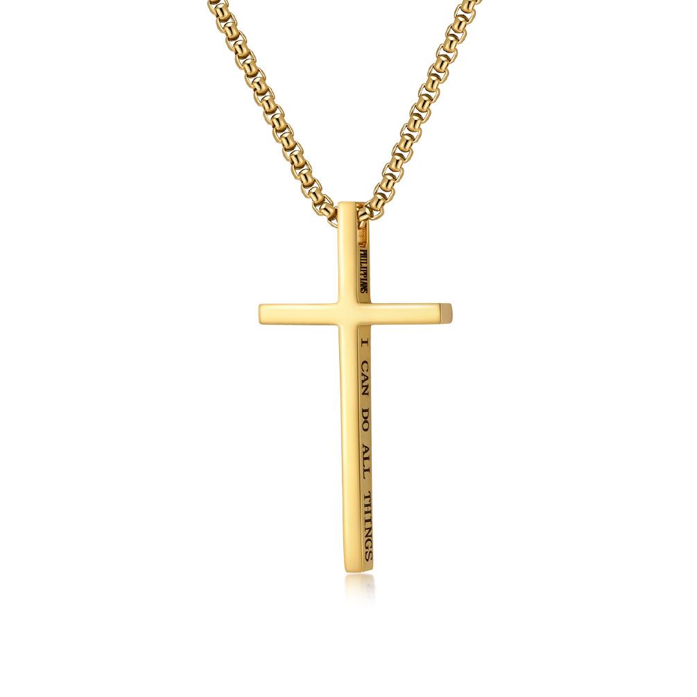 Titanium Steel Minimalist Cross Necklace Unisex Style Unisex Mens and Womens Pendant Sweater Chain Pendant