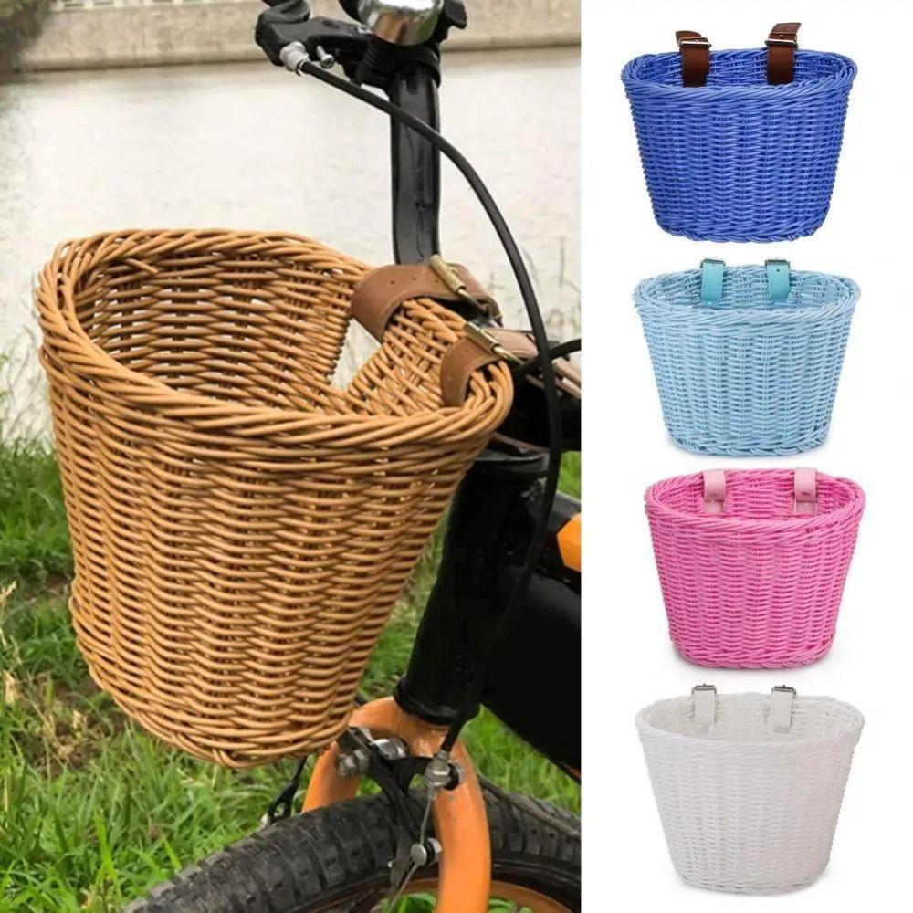 Woven Handmade Toddler Tiny Tricycle Baskets Waterproof Storage Front Handlebar Basket  Girls