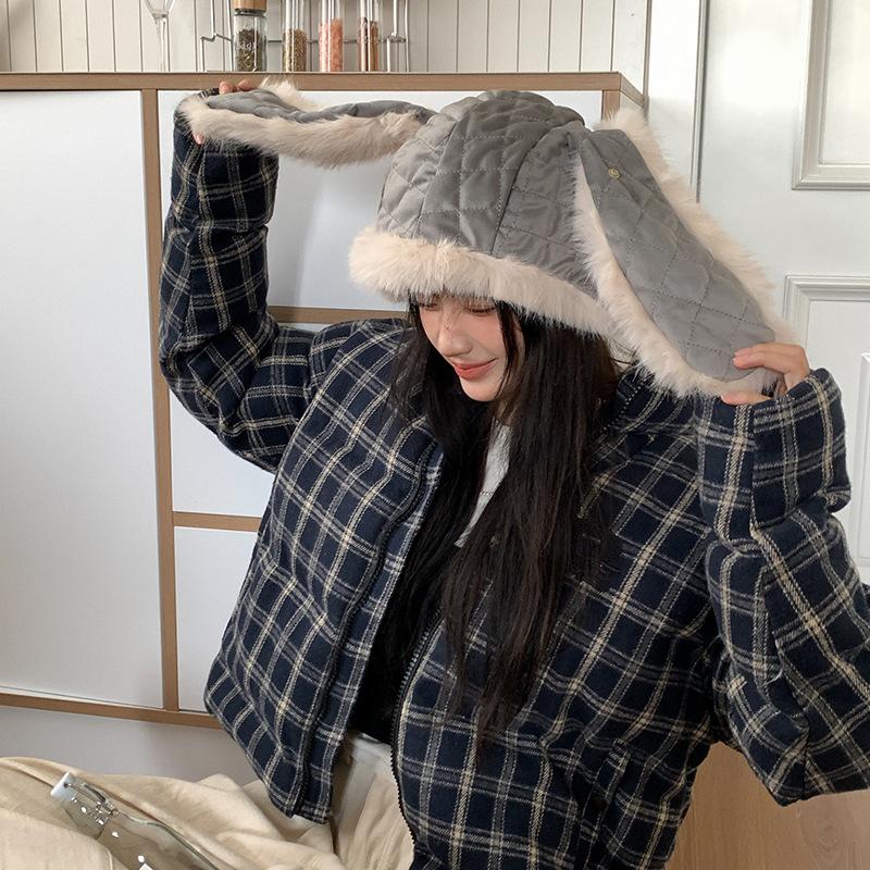 Playful bunny~ cute rabbit ears plush hat women's winter warm imitation fur ear protection ski hat