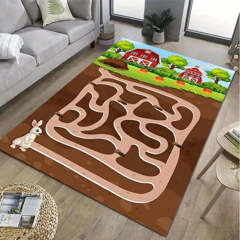 

Cartoon Maze Carpet Rabbit Farm Rug START To END Mat Animal Adventure Children s Room Mat Home Decoration Educational Floor 40x60cm