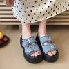 Fashion Platform Slippers Women Summer New Versatile Metal Buckle One Word Buckle Strap Casual Outside Wear Retro Fashion Cool Mopping