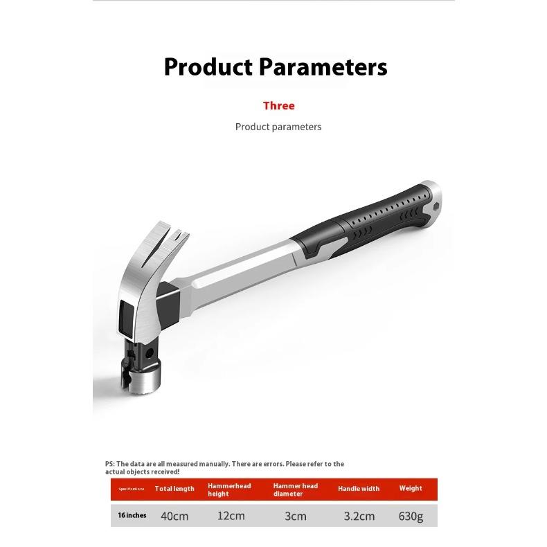 أدوات مطرقة مخلبية بمقبض من الألياف RAYENR رأس مطرقة فولاذي عالي الجودة أدوات يدوية متعددة الوظائف للاستخدام الصناعي والمنزلي للإصلاح
