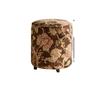 New Chinese Style Round Stool, Fabric Comfortable Footstool for Entryway Shoe Changing & Bedroom, Stylish Home Decor Accent