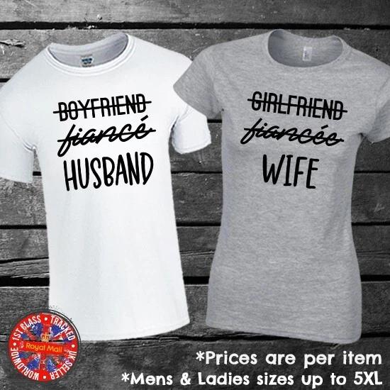 Husband Wife Matching T-Shirt Set Couples Wedding Funny Gift M