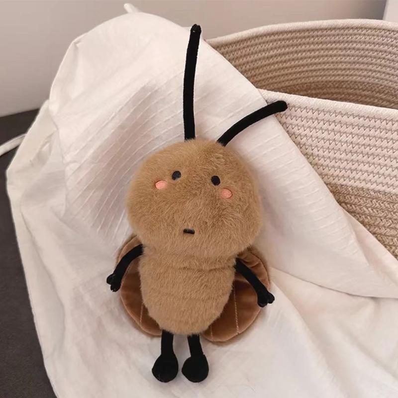1PC Doll Cockroach Plush Doll Little Strong Doll Ugly Cute Plush Toy Funny Birthday Gift Caramel Brown Autumn Atmosphere Doll