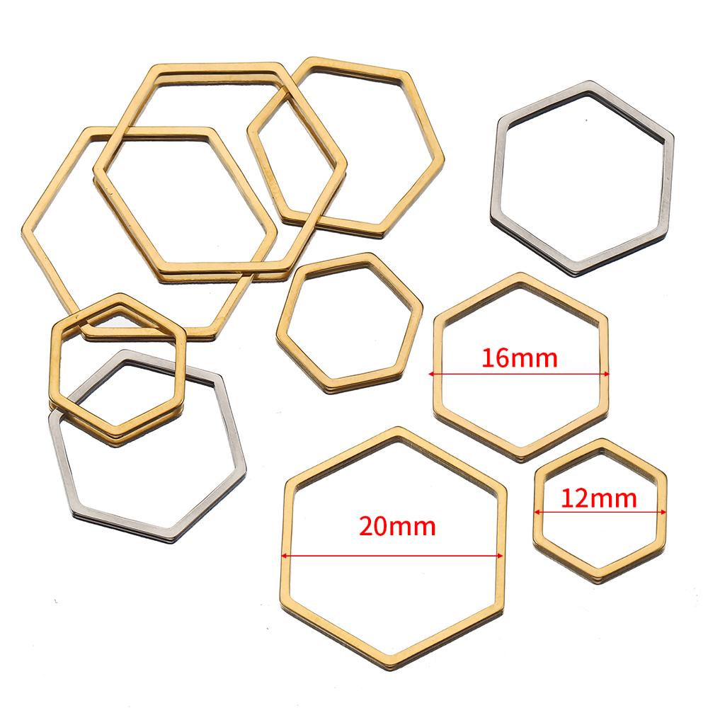 20pcs Stainless Steel Frames Charms DIY Resin Earring Pendants Base Geometry Hexagon Blank Bezel for Jewelry Making DIY Findings