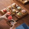 Japanese Wooden Snack Tray 9-Compartment Dessert Platter Specialty Plates for Mooncakes and Pastries Restaurant Tableware Set