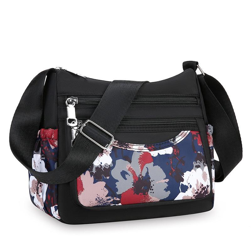 Mote Ny Middelaldrende Mamma-veske Stor kapasitet Trykt Flerlags Skulderveske Lett Casual Joker Dame Crossbody-veske