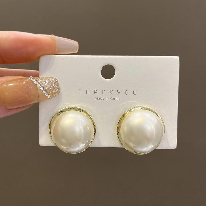 Винтажные французские серьги-пусеты с крупным жемчугом, женские нишевые дизайнерские серьги, серьги года