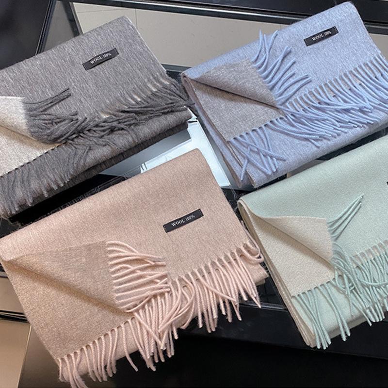 Women's Winter Long Scarf 100% Wool Christmas Scarf Style Warm Soft Chunky Wrap Shawls Scarves Men Thicken Poncho Stoles