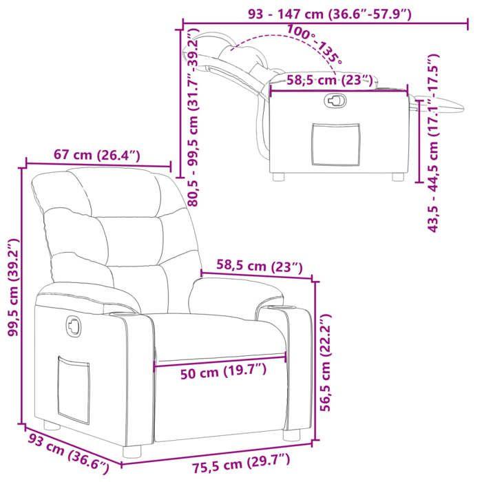 VidaXL Fauteuil Inclinable, Chaise avec Repose-pieds, Siège avec Dossier et Accoudoirs, Meuble de Salle de Séjour, Moderne, 374133