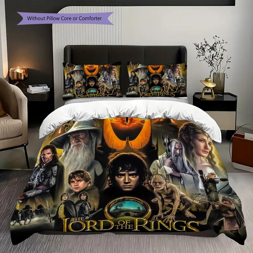 Fantasy Epic Lord Rings Three-piece set (1 * duvet cover + 2 * pillowcase, without core) 2D Flat Bedding set Christmas birthday gift