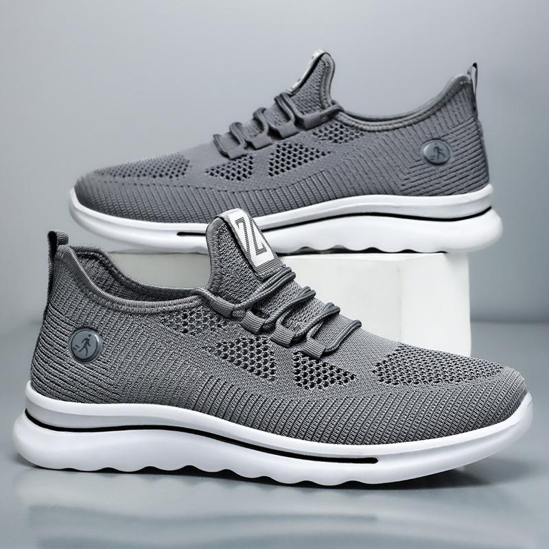 Men's shoes summer breathable sports shoes polyurethane lightweight running shoes solid color versatile mesh shoes single shoes