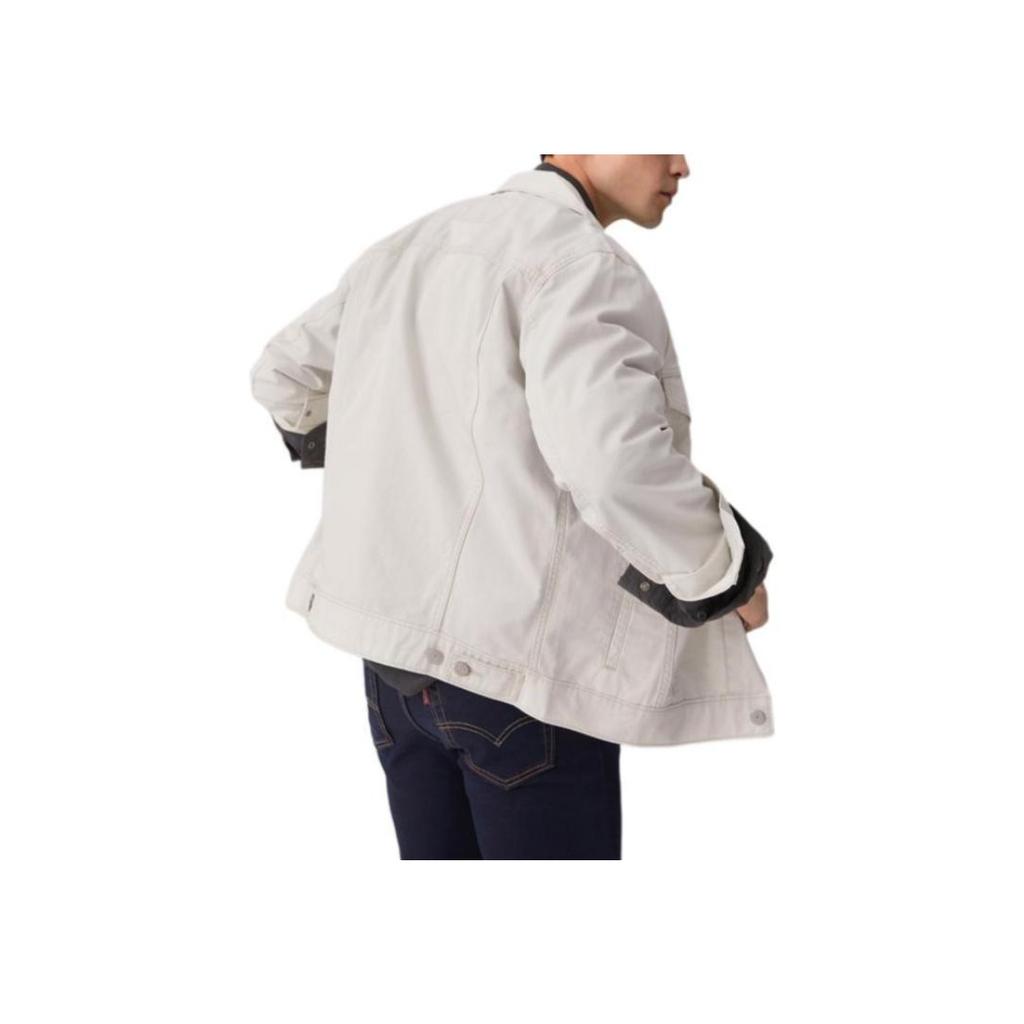Levis Luźny Krój Jednolity Kolor Prosty Casual Kołnierzyk Polo Długi Rękaw Kurtka Robocza Męska Kurtki Szary Biały A5782-0066