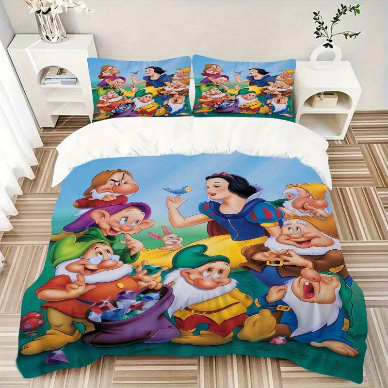 3pcs Snow White & the Seven Dwarfs Quilt Cover Set - Soft and Cozy Bedroom, Guest Room and Dorm Decorative Bedding 3-Piece Set 1 Quilt Cover + 2