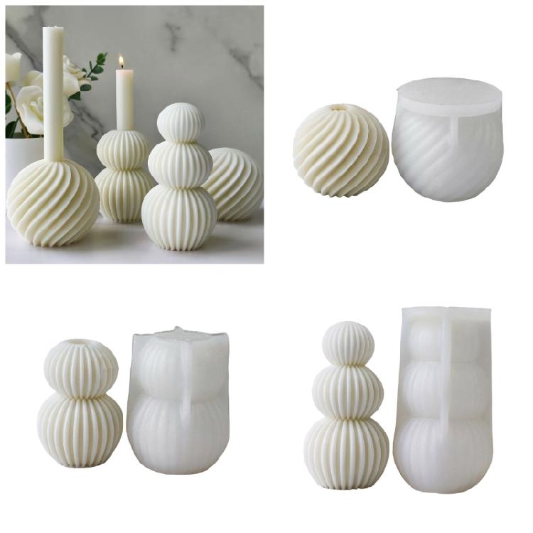 Kerzenform mit Streifenkugel-Muster Handarbeit Silikonkugel-Kerzenform für Duftdekoration Bürogebrauch