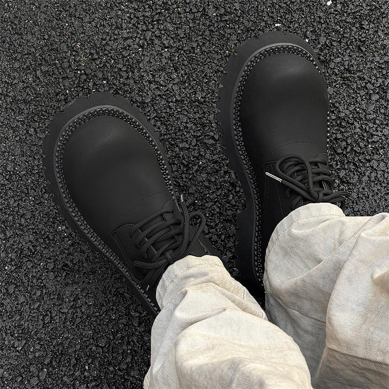 Derby shoes men's trendy shoes British style heightening round head leather shoes high sense big head Mickey shoes 91019-J