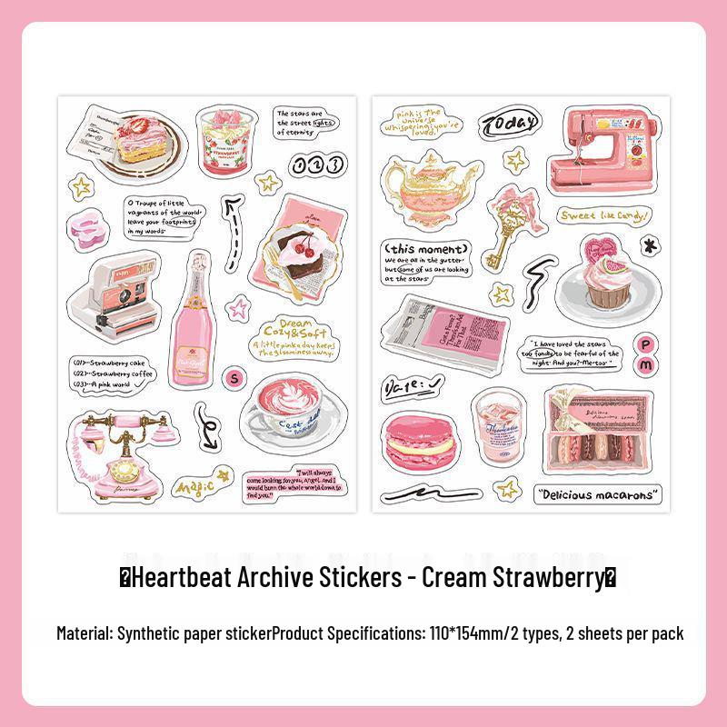 PaperMore Heartbeat Archive Series: Synthetic Paper Stickers for Journals, 2 Sheets