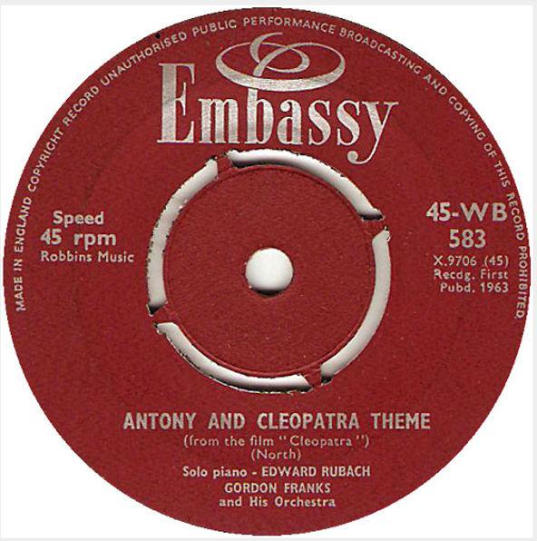 

7inch Record GORDON FRANKS HIS ORCHESTRA Antony And Cleopatra Theme 45WB583 Embassy 1963 UK Classical Used